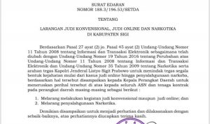 Pemkab Sigi Keluarkan Surat Edaran Larangan Judi dan Narkotika