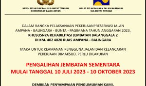 Mulai 10 Juli 2023, Jembatan di Ruas Jalan Ampana-Balingara Dialihkan