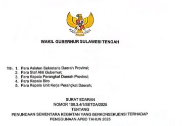 Pemprov Sulteng Tunda Sementara Kegiatan yang Gunakan APBD 2025