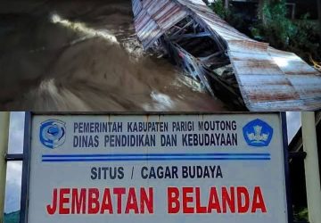 Jembatan Belanda di Palasa Putus Diterjang Banjir