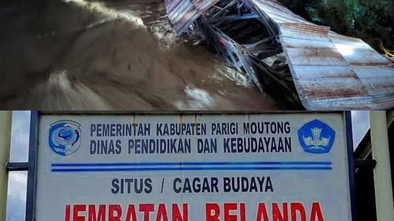 Jembatan Belanda di Palasa Putus Diterjang Banjir