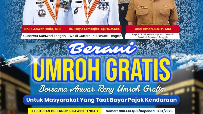 Ayo Jadi Wajib Pajak Taat, Pemprov Sulteng Siapkan Umroh Gratis