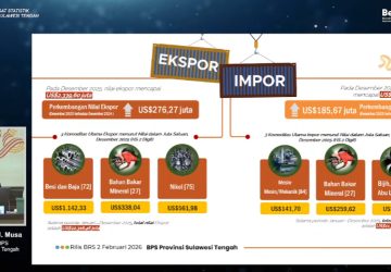 Inflasi Terkendali, Ekspor Sulteng Catat Surplus