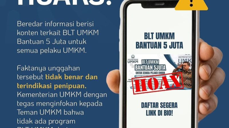 Hati-Hati! Link Pendaftaran Bantuan Langsung Tunai UMKM Rp5 Juta Penipuan