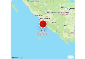 Gempa Magnitudo 5,3 Guncang Bengkulu Selatan, Tidak Berpotensi Tsunami