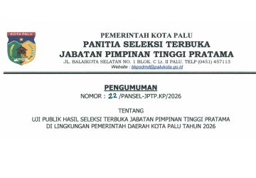 Pansel Umumkan Tiga Besar JPT Pratama Kota Palu