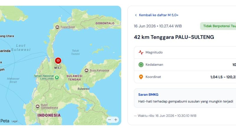 BMKG Ungkap Penyebab Gempa M6,7 yang Guncang Sulawesi Tengah
