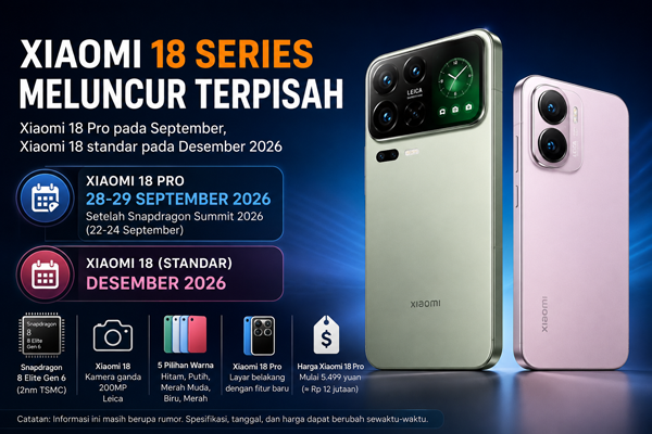 Xiaomi 18 Pro Meluncur September 2026, Xiaomi 18 Standar Menyusul drngan Kamera 200MP