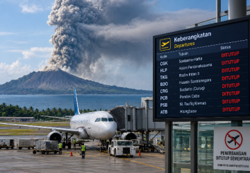 Abu Vulkanik Anak Krakatau Kepung Jalur Udara Jawa-Sumatra, Ketinggian Capai 50.000 Kaki
