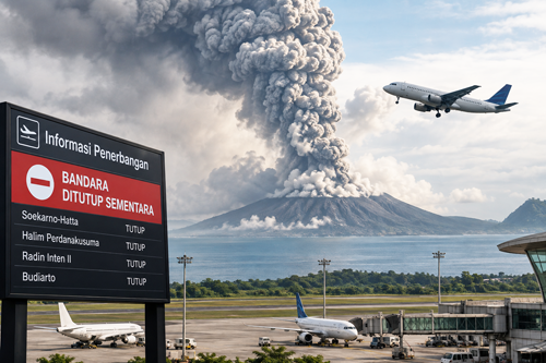 Abu Anak Krakatau Capai 50.000 Kaki, Empat Bandara Ditutup