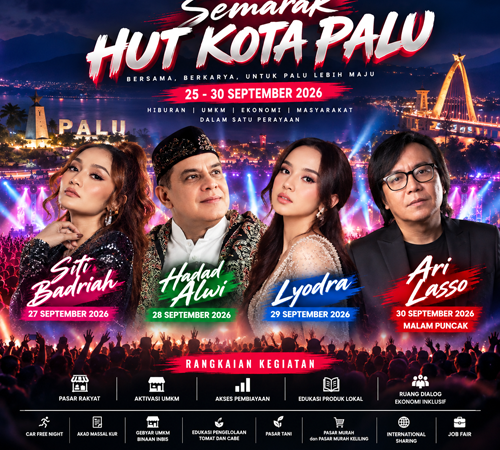 Bocoran Bintang HUT ke-48 Kota Palu, Ada Ari Lasso dan Lyodra