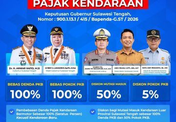 Pemutihan Pajak Kendaraan Sulteng 2026: Jadwal, Diskon, dan Rincian Keringanan
