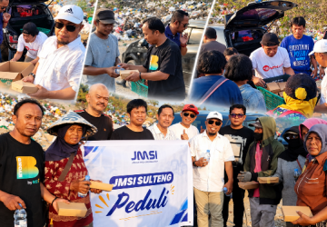 JMSI Sulteng Berbagi 100 Paket Makanan untuk Pekerja TPA Kawatuna